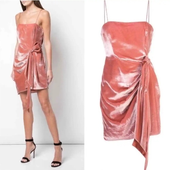 NWT Cinq a Sept Kiki Mini Dress Sash Front Bow Velvet Rosewood Sz 8 - Picture 2 of 14